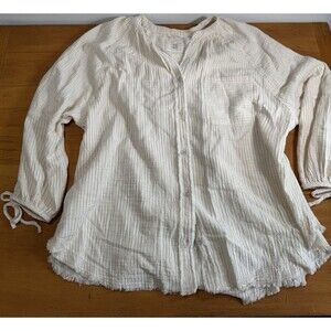Aerie Gauzy Cream Oversized Tunic Top Cover Up Boho Cotton Womens Plus XXL